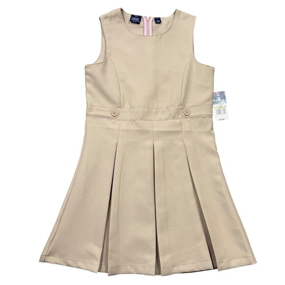 IZOD Approved Schoolwear Sleeveless Jumper Dress Uniform Girls 14 Khaki NEW - Picture 1 of 11